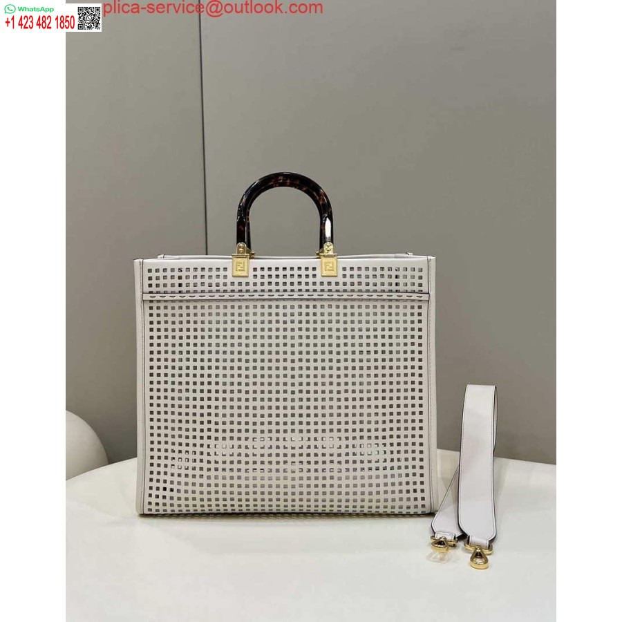 Replica Fendi 8bh386 Sunshine Medium 8575 Shopper In Pelle Traforata Bicolore