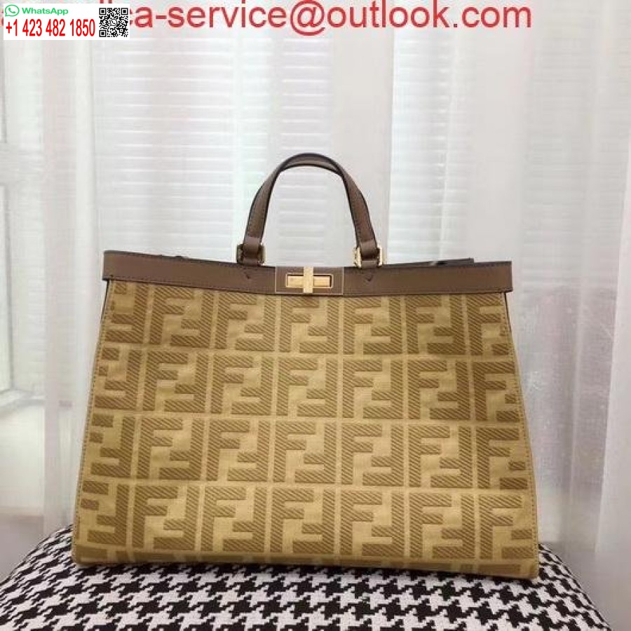 Réplica Fendi 8bh374 Fendi Peekaboo X-tote Bolsa De Lona Damasco