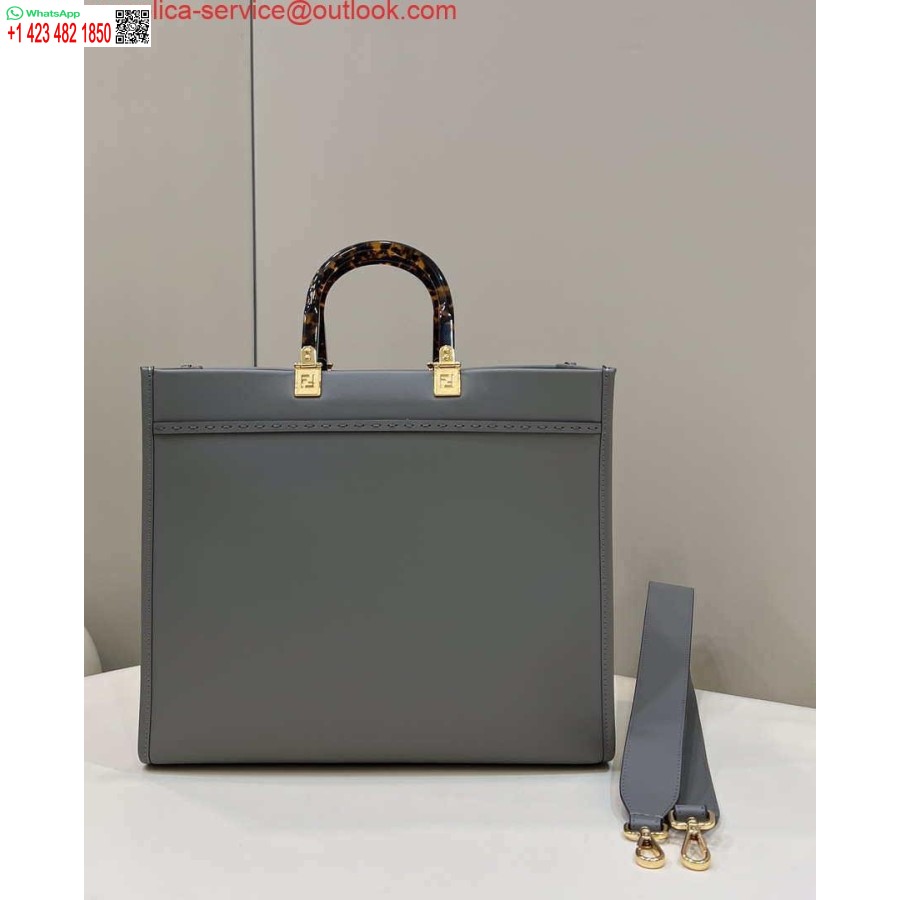 Replika Fendi 8bh372 Sunčana Velika Torba Siva Kožna Shopper 8266l
