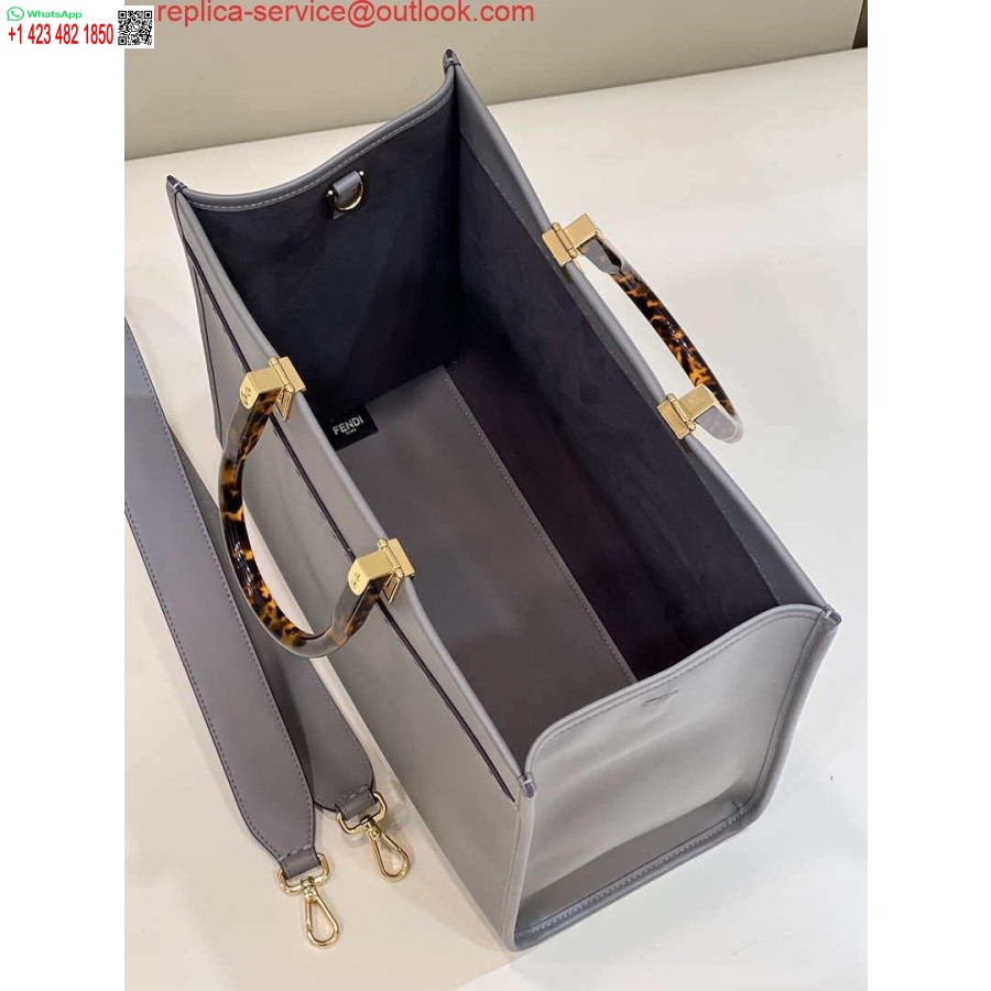 Replika Fendi 8bh372 Sunčana Velika Torba Siva Kožna Shopper 8266l