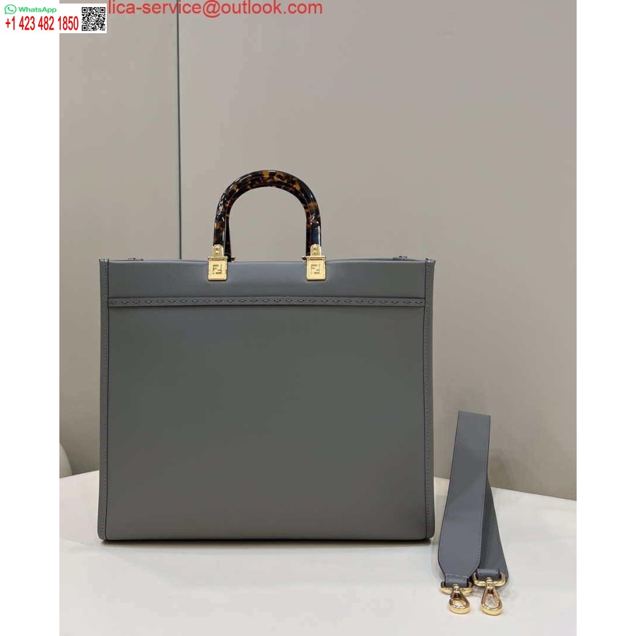 Replica Fendi 8bh372 Sunshine Borsa Grande Shopper In Pelle Grigia 8266l