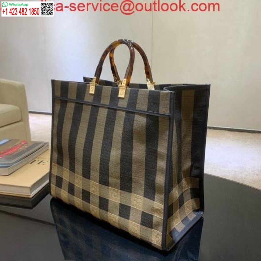 Replica Fendi 8bh372 Borsa Shopper Grande Sole Fendi In Tessuto Marrone