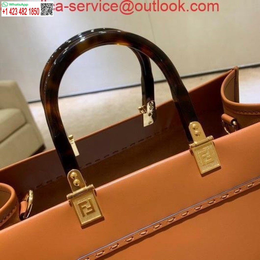Replica Fendi 8BH372 FENDI Large Sunshine Shopper Bag Brown Leather