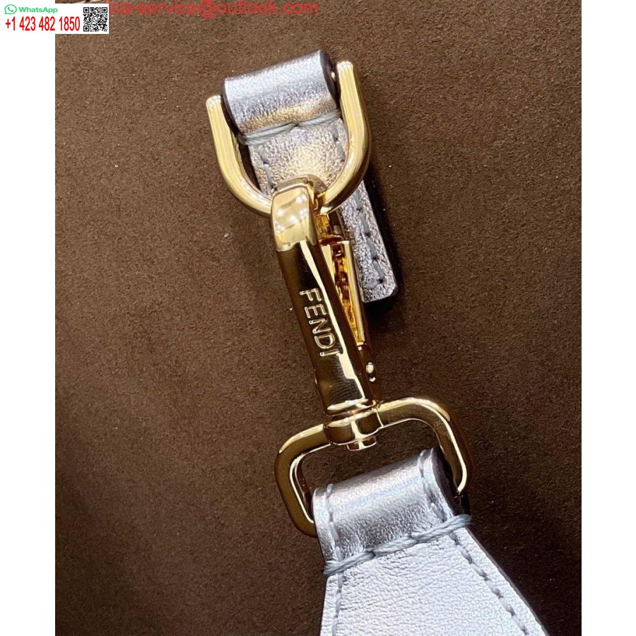 Réplica Fendi 8553 Bolso Mediano Sunshine 8bh386 Comprador De Cuero Laminado Plateado