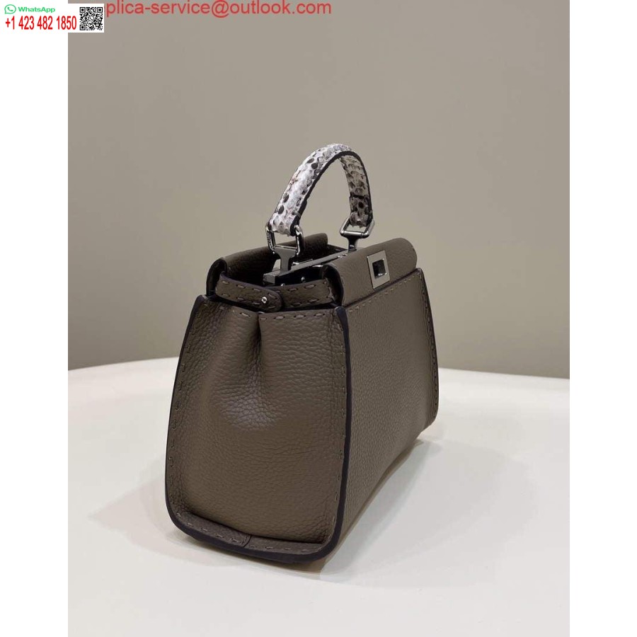 Replica Fendi 8551 Peekaboo Mini Borsa In Pelle Grigia