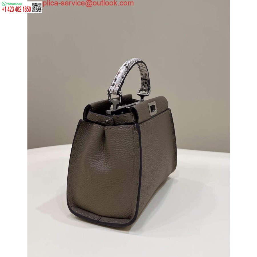 Replica Fendi 8551 Peekaboo Mini Leather Bag Gray