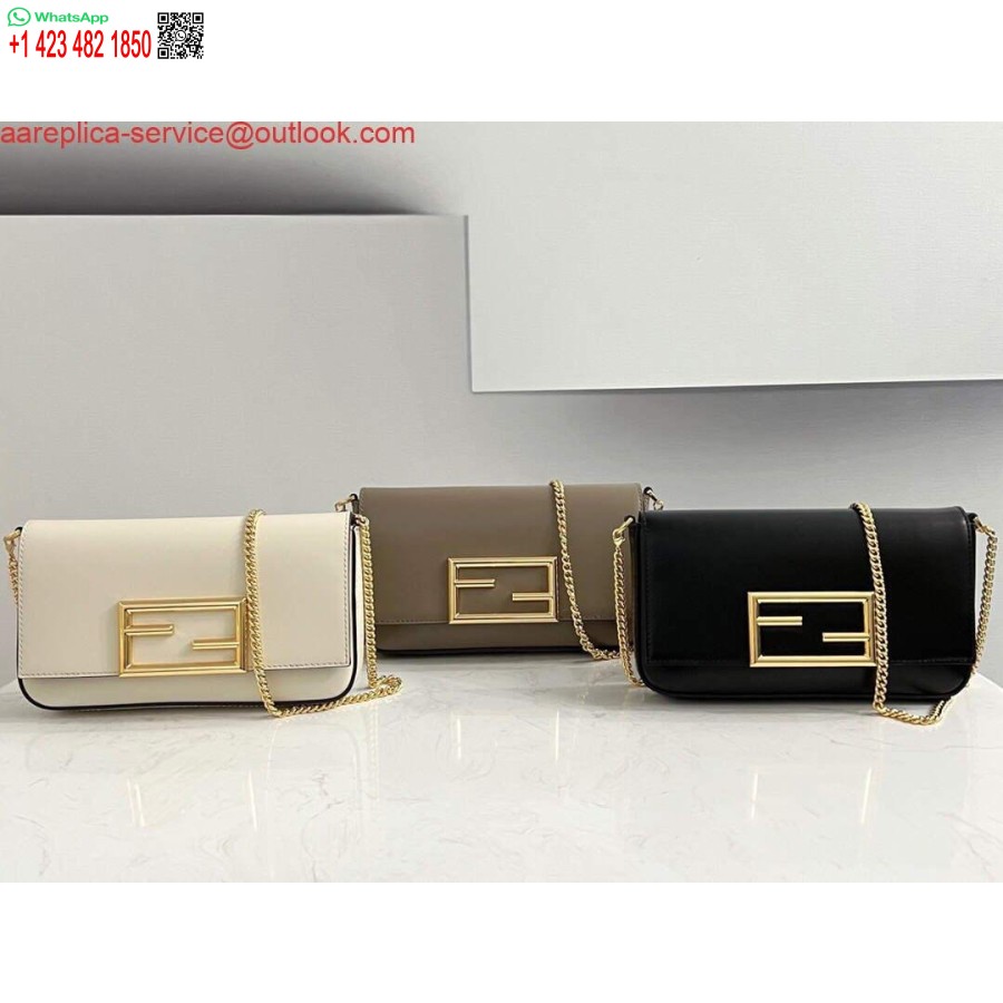Replica Fendi 8521 Baguette Chain Midi Shoulder Bag White