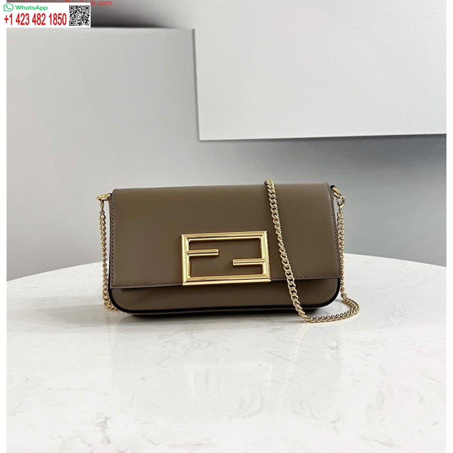 Replica Fendi 8521 Baguette Chain Midi Shoulder Bag Gray