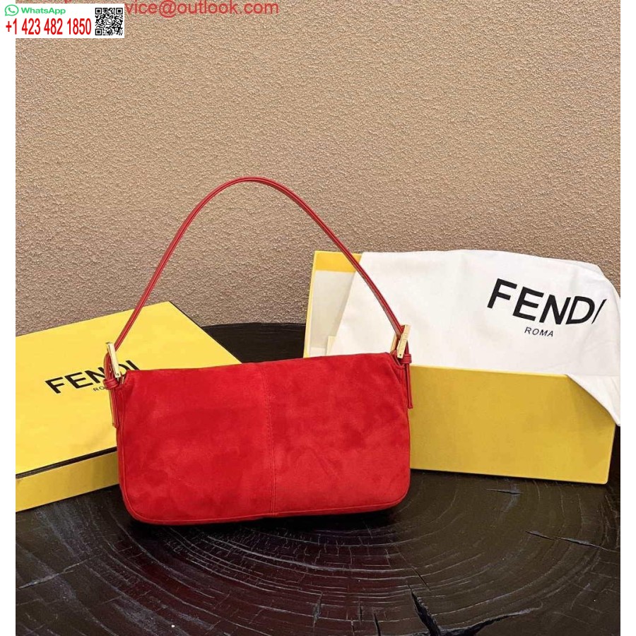 Réplica Fendi 8339 Baguete Meia Idade Cor Sólida Série Bolsa Nas Axilas Vermelho