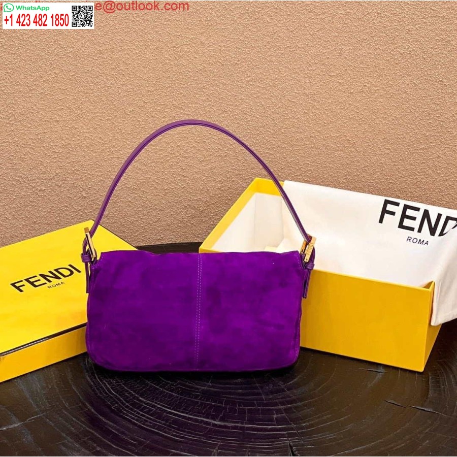 Réplica Fendi 8339 Baguete Meia Idade Cor Sólida Série Bolsa Nas Axilas Roxa
