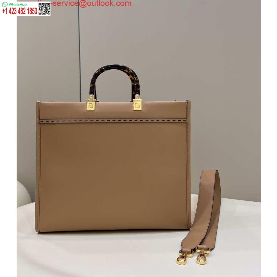 Replica Fendi 8266s Sunshine Borsa Media 8bh386 Shopper In Pelle Albicocca