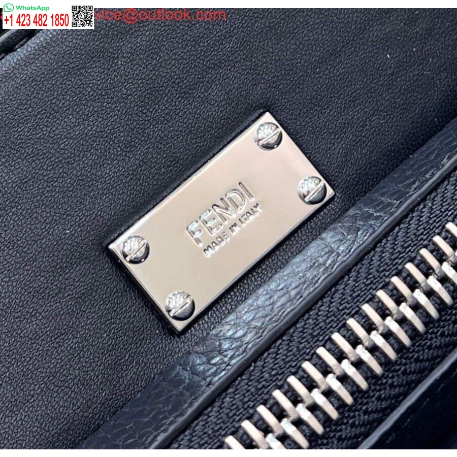 Replika Srednje črne Usnjene Torbe Fendi 7va529 Peekaboo Iseeu