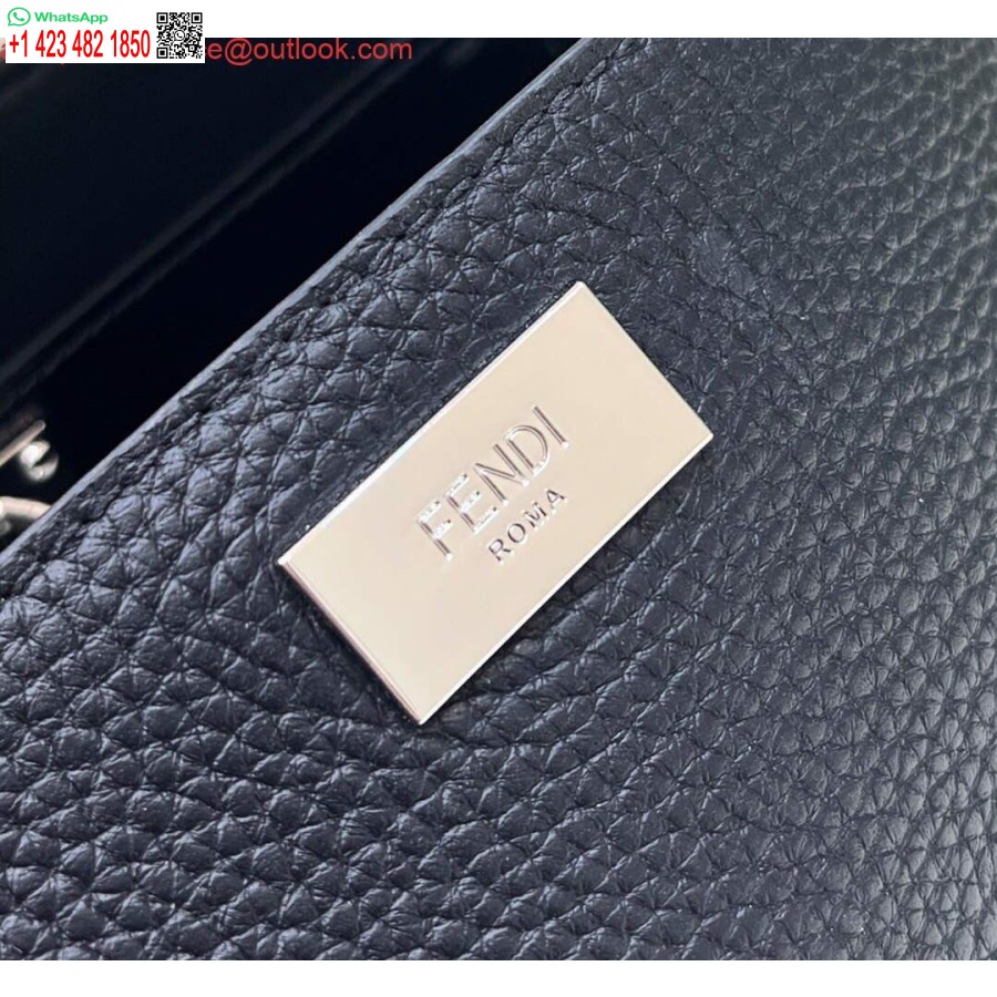 Replika Srednje črne Usnjene Torbe Fendi 7va529 Peekaboo Iseeu