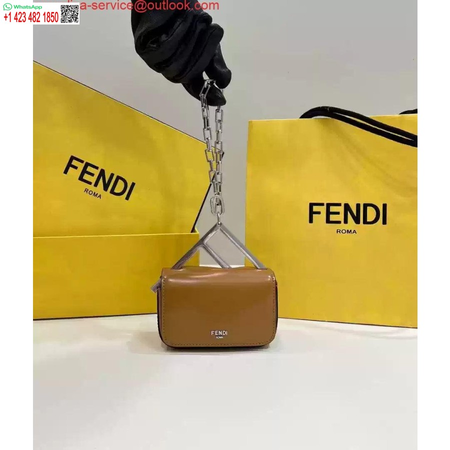 העתק Fendi 7as173 Fendi מראה ראשון תיק ננו עור חום