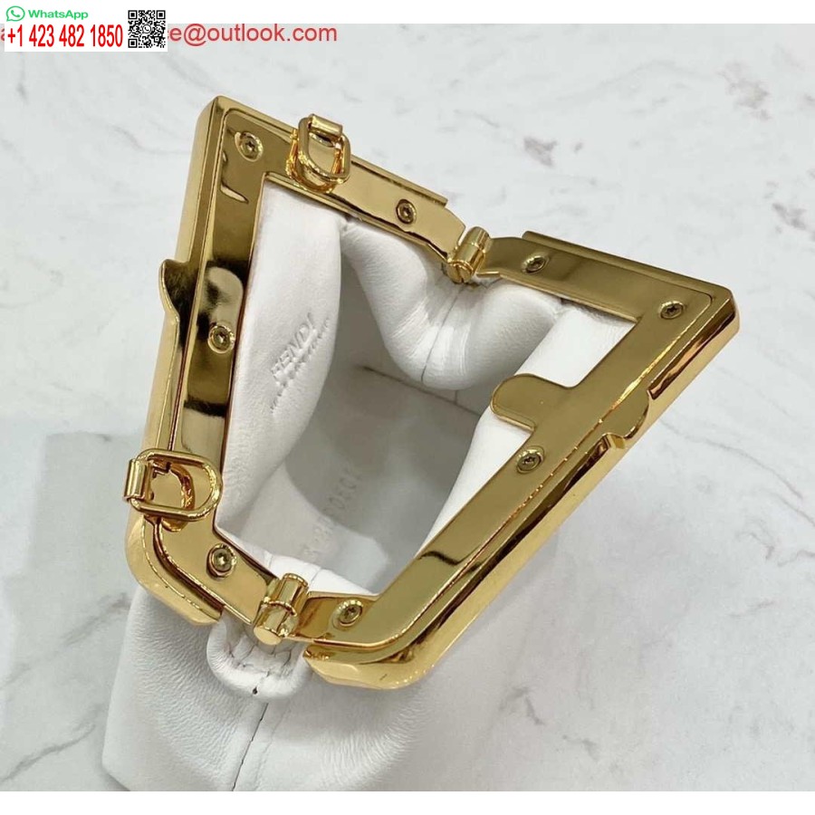 Replica Fendi 7as051 Nano Fendi Första Berlock I Vitt Nappaläder