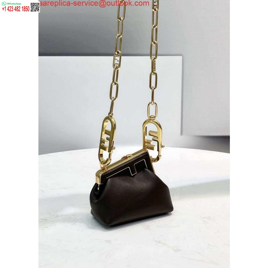 Replica Fendi 7AS051 Nano Fendi First Charm Charm in Coffee nappa leather