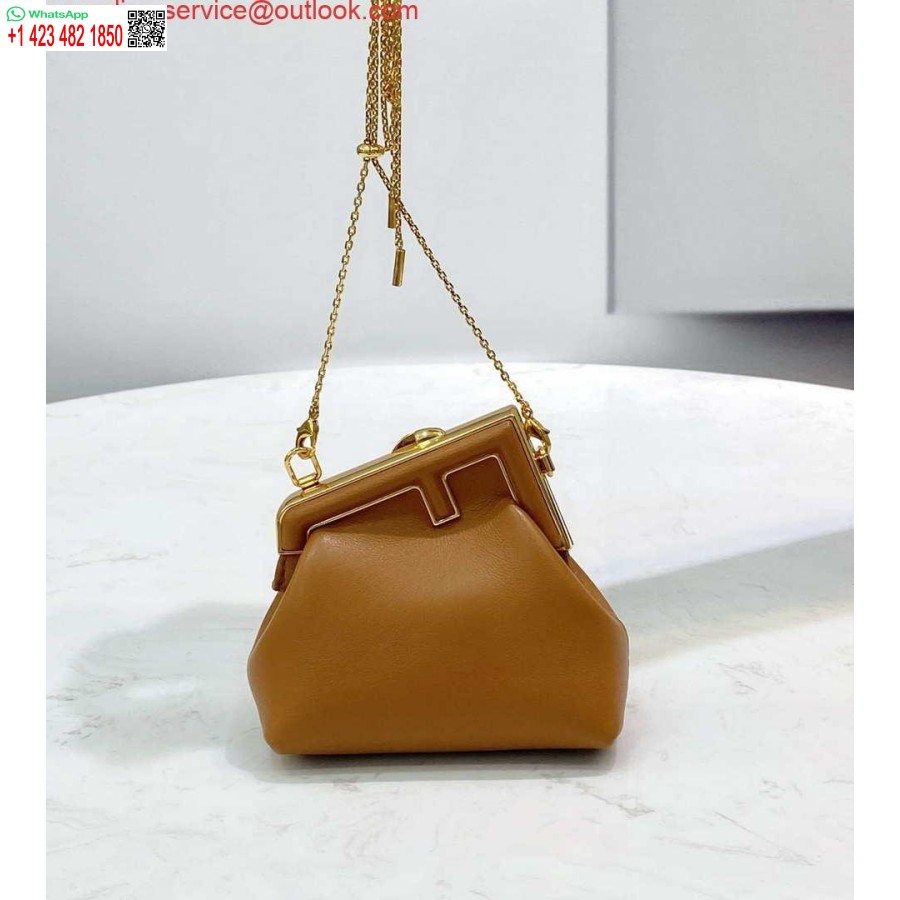 Replica Fendi 7AS051 Nano Fendi First Charm Charm in Brown nappa leather