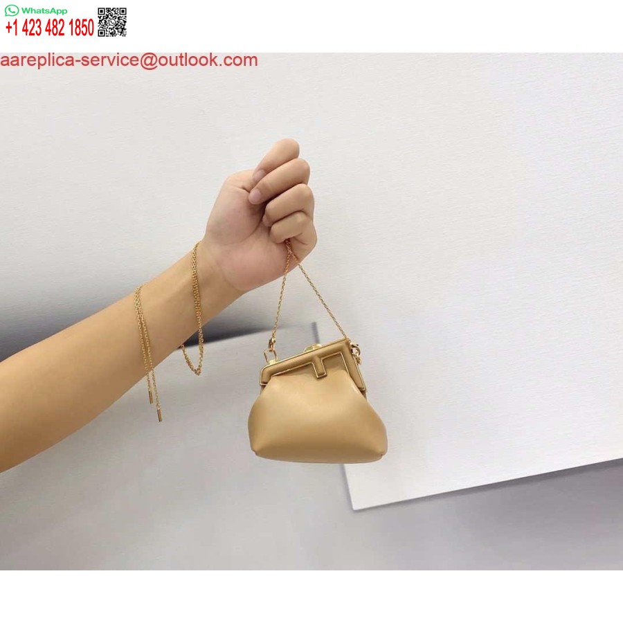 Replica Fendi 7AS051 Nano Fendi First Charm Charm in Apricot nappa leather
