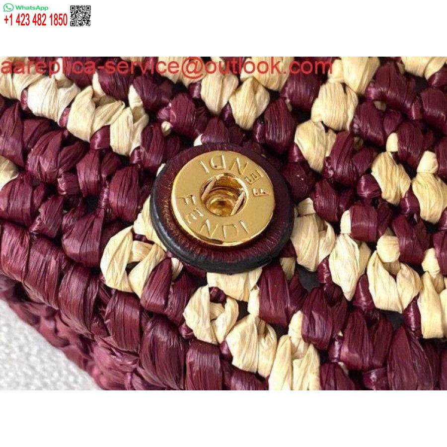Replica Fendi 7ar844 Nano Baguette Berlock Vinröd Raffia Berlock