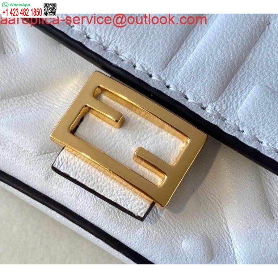 Replica Fendi 7ar844 Nano Baguette Charm Vitt Nappaläder