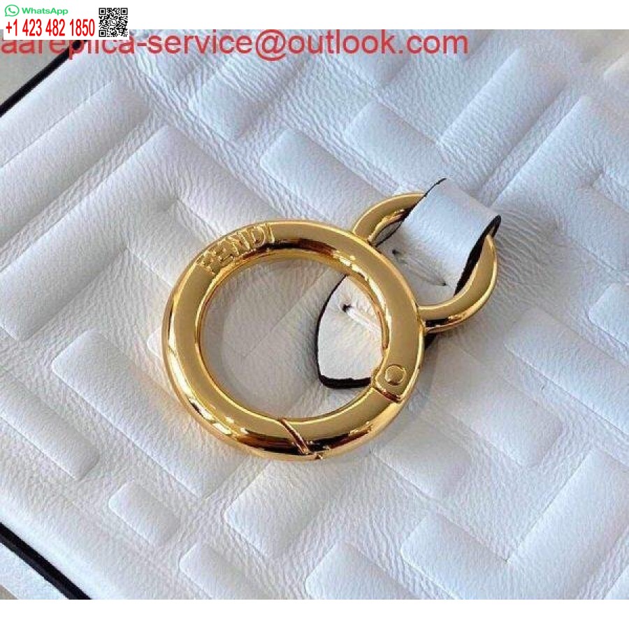 Replica Fendi 7ar844 Nano Baguette Charm Vitt Nappaläder