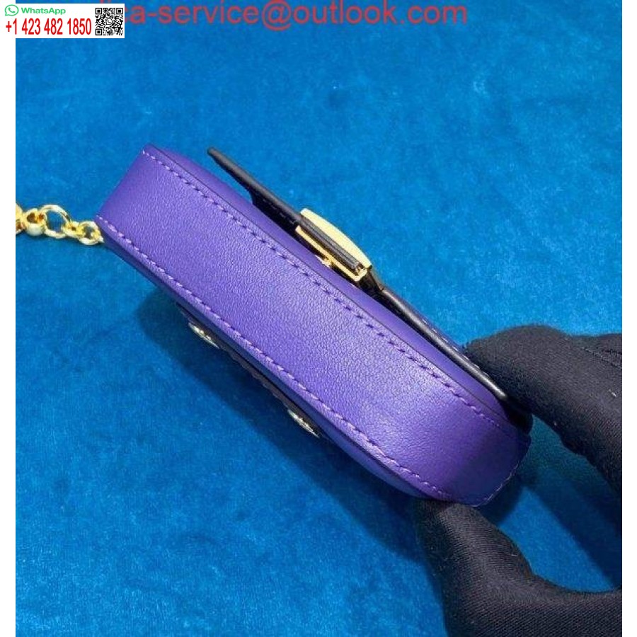 Replica Fendi 7ar844 Nano Baguette Berlock Lila Nappaläder