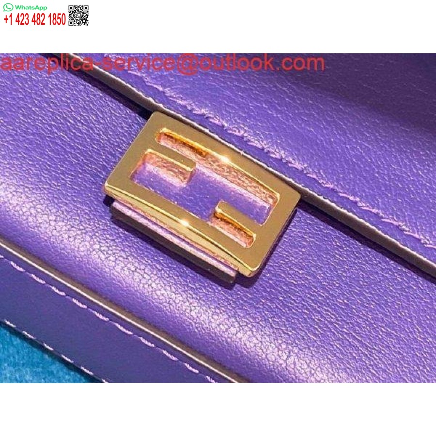 Replica Fendi 7ar844 Nano Baguette Berlock Lila Nappaläder