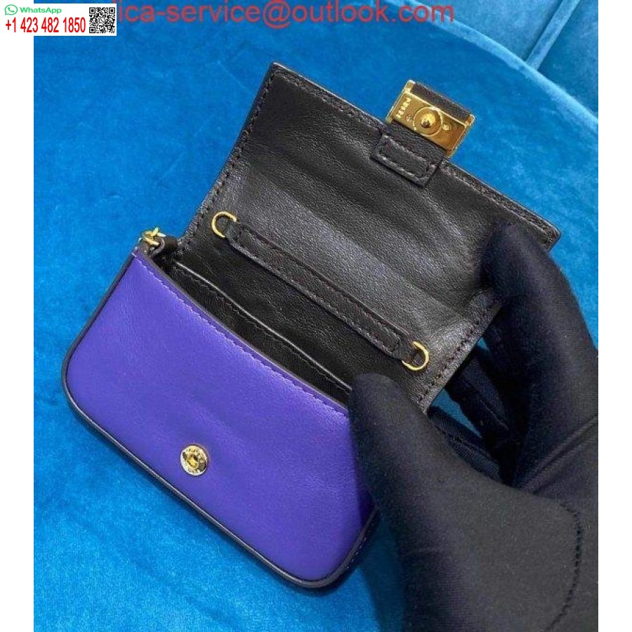 Replica Fendi 7ar844 Nano Baguette Berlock Lila Nappaläder