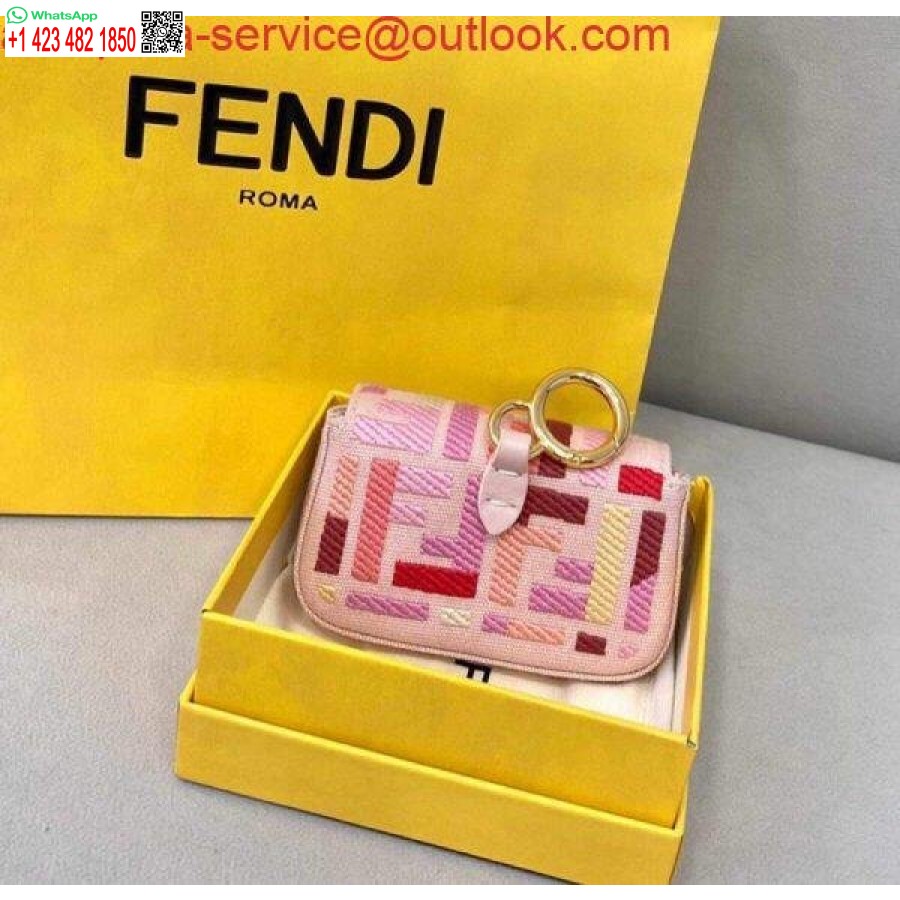 Replica Fendi 7ar844 Nano Baguette Berlock Rosa Canvas Berlock