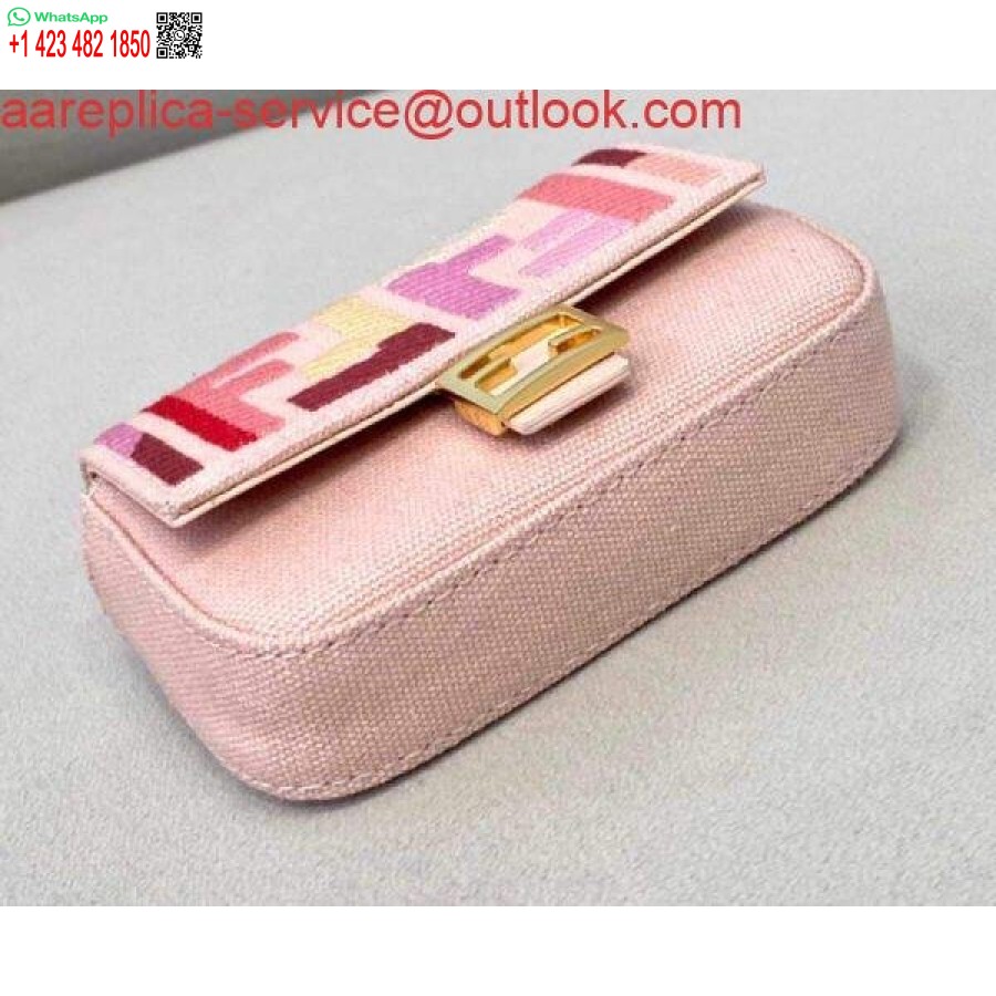Replica Fendi 7ar844 Nano Baguette Berlock Rosa Canvas Berlock