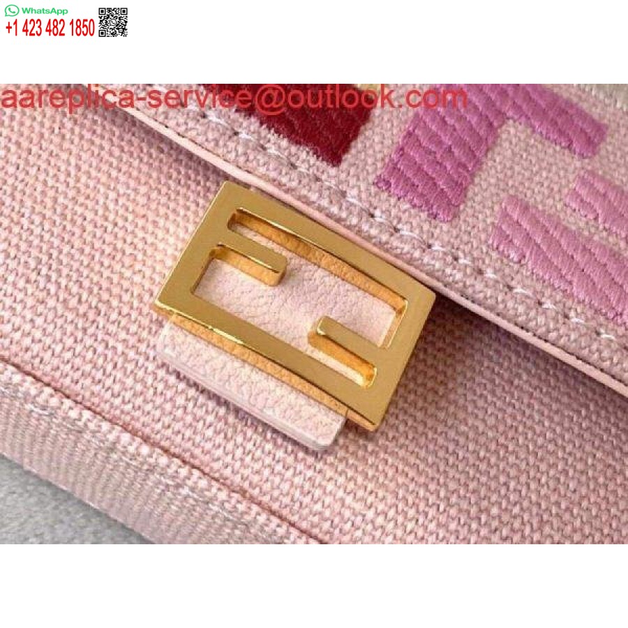 Replica Fendi 7ar844 Nano Baguette Berlock Rosa Canvas Berlock