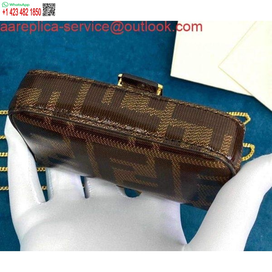 Replika Fendi 7ar844 Nano Baguette Pesona Kulit Nappa Coklat
