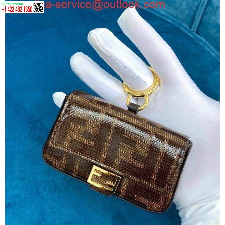 Replika Fendi 7ar844 Nano Baguette Pesona Kulit Nappa Coklat