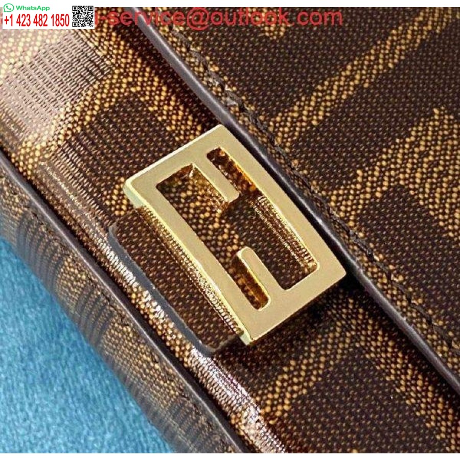 Replika Fendi 7ar844 Nano Baguette Pesona Kulit Nappa Coklat