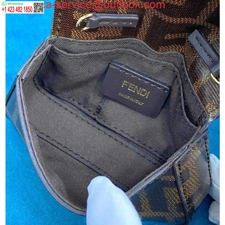 Replika Fendi 7ar844 Nano Baguette Pesona Kulit Nappa Coklat