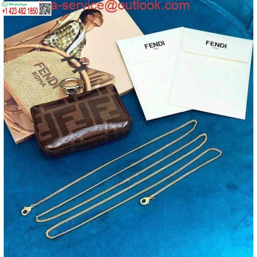 Replica Fendi 7ar844 Nano Baguette Charm Brunt Nappaläder