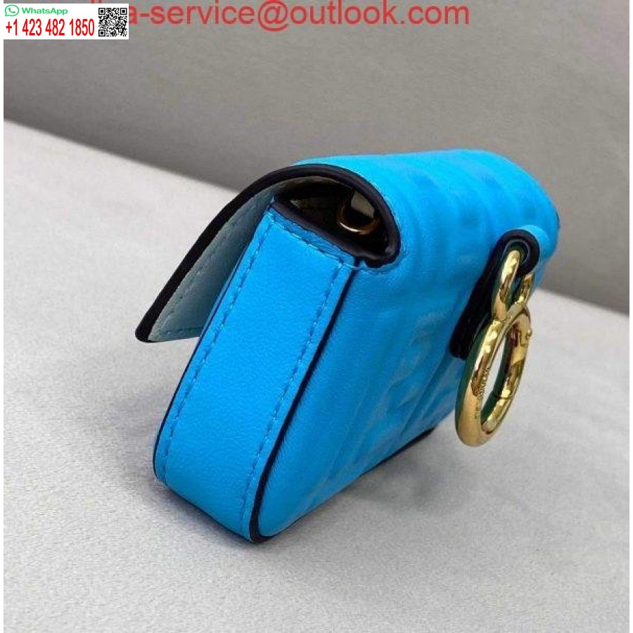 Replica Fendi 7ar844 Nano Baguette Berlock Blått Nappaläder