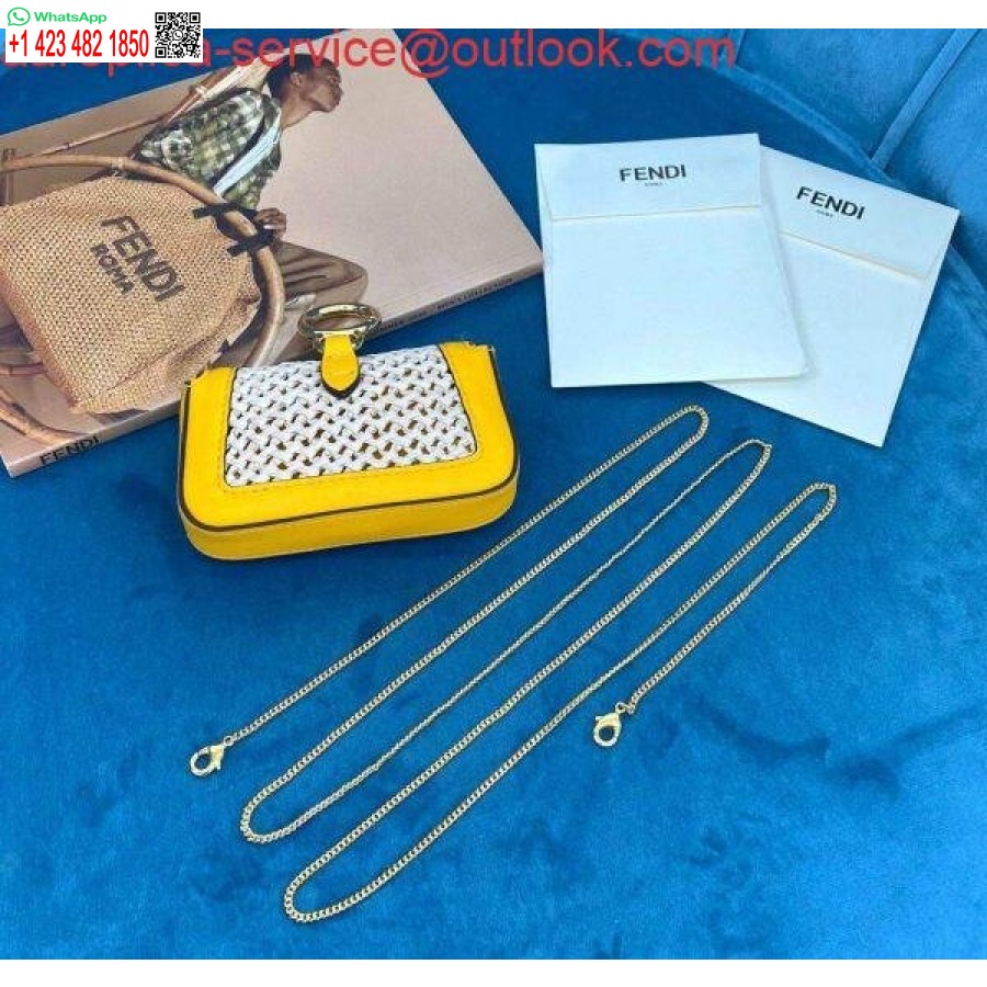 Replika Fendi 7ar844 Nano Baguette Pesona Pesona Rafia Krem