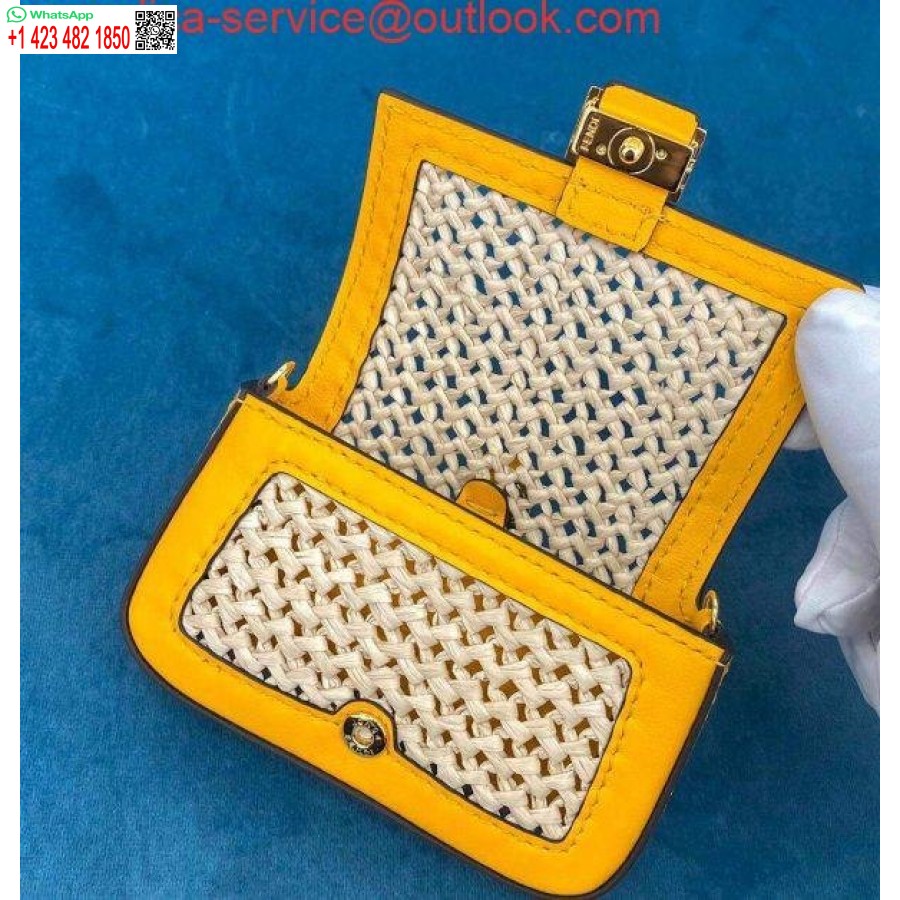 Replika Fendi 7ar844 Nano Baguette Pesona Pesona Rafia Krem