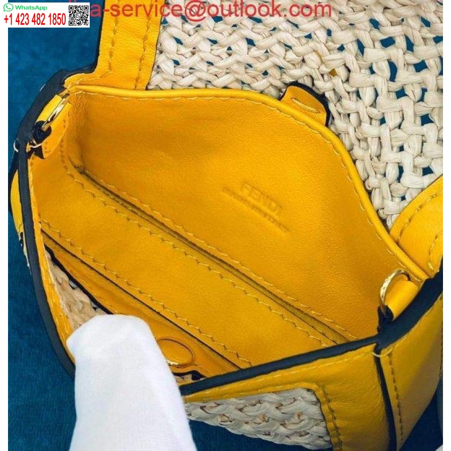 Replika Fendi 7ar844 Nano Baguette Pesona Pesona Rafia Krem