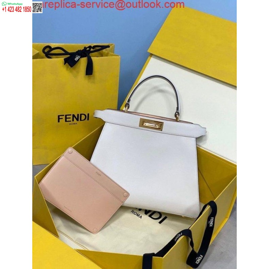 Replica Fendi 70193 Borsa Peekaboo Iseeu Media In Pelle Bianca