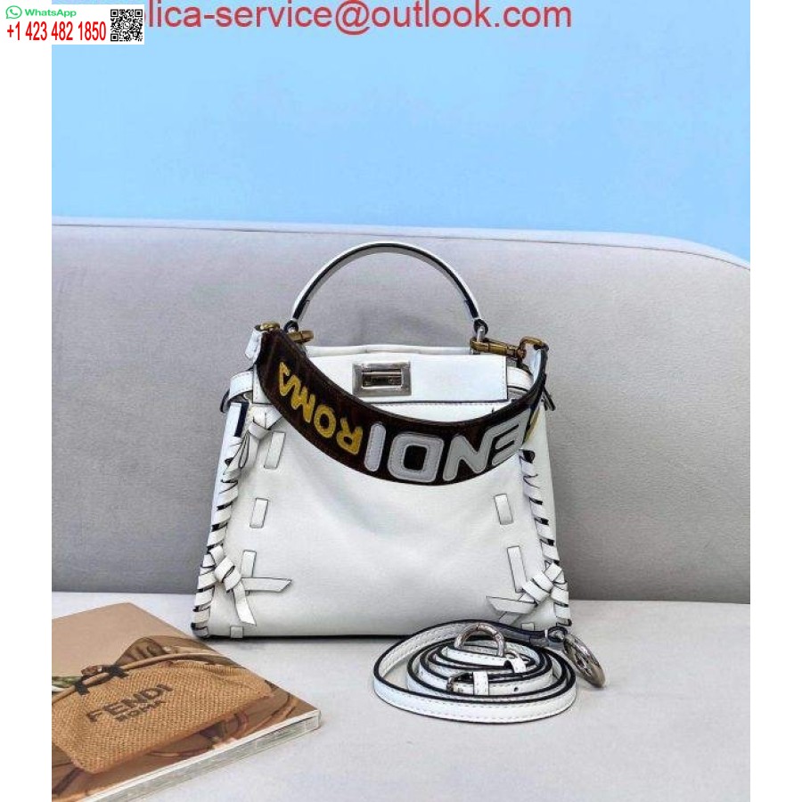 Replica Fendi 5510s Peekaboo Iconica Borsa In Pelle Essenzialmente Bianca