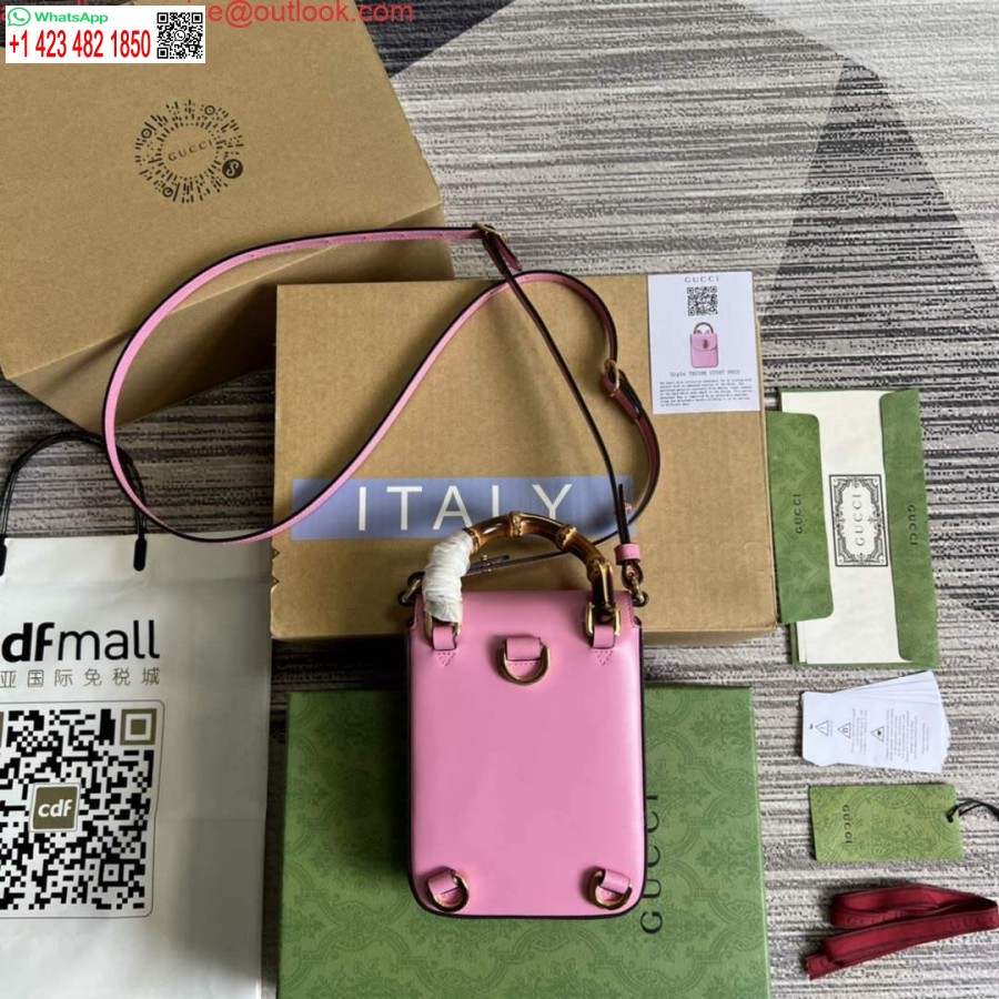 реплика Gucci 702106 бамбукова мини чанта розово