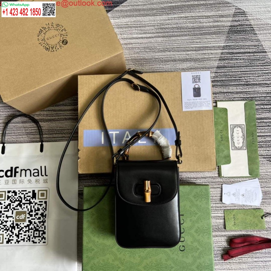 Replika Gucci 702106 Mini Torbica Od Bambusa Crna