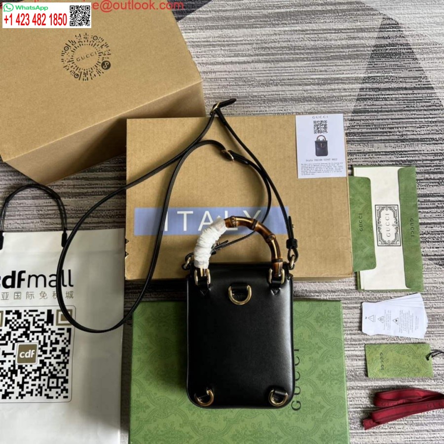 Replika Gucci 702106 Mini Torbica Od Bambusa Crna