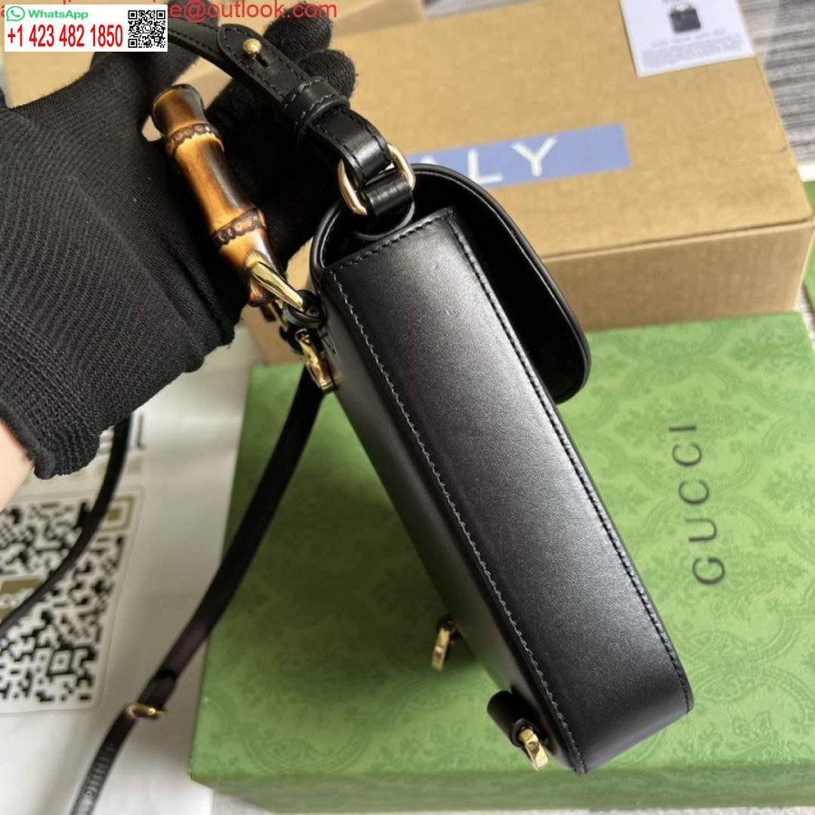 Replika Gucci 702106 Mini Torbica Od Bambusa Crna