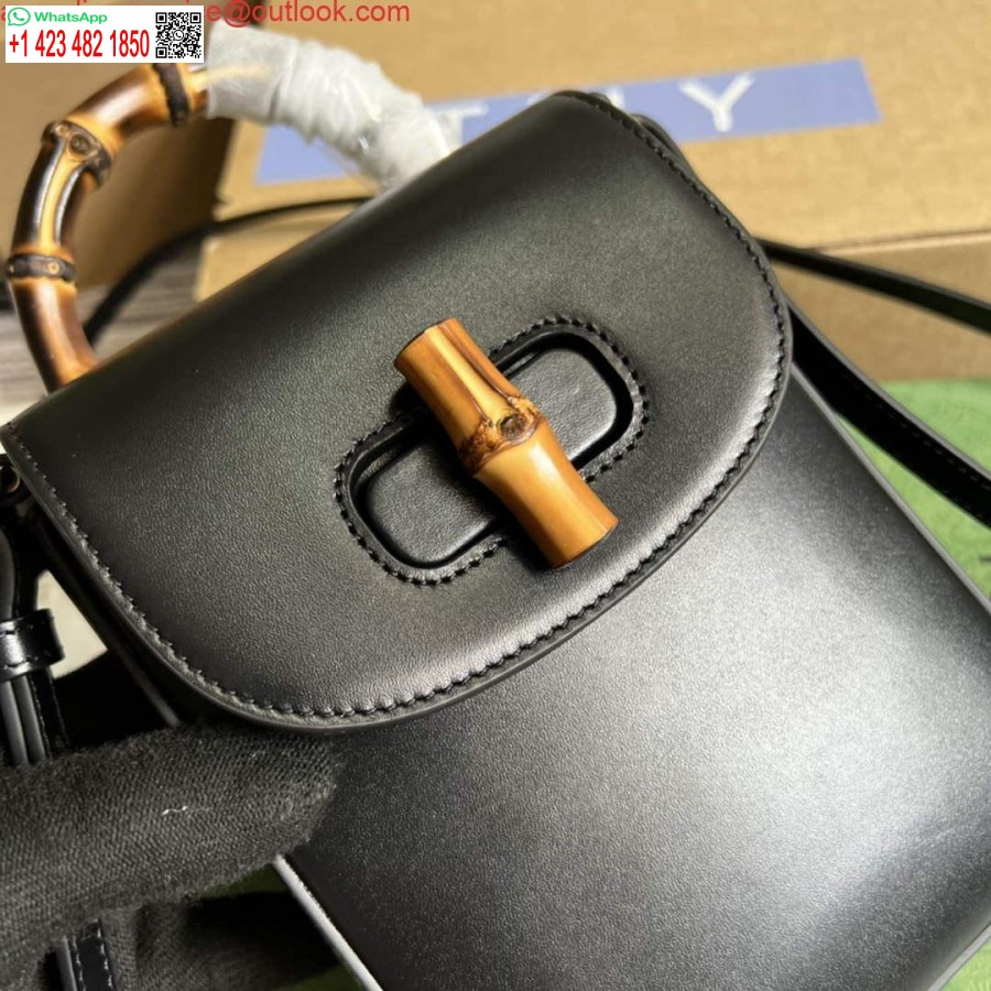 Replika Gucci 702106 Mini Torbica Od Bambusa Crna