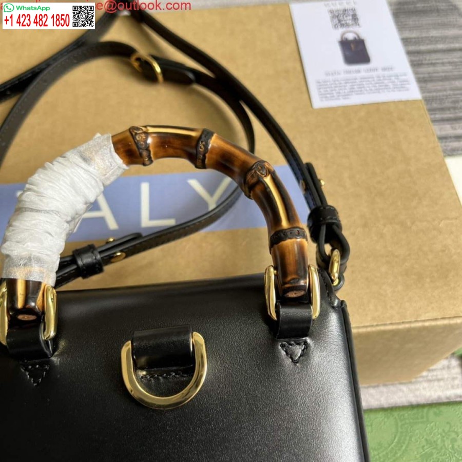 Replika Gucci 702106 Mini Torbica Od Bambusa Crna
