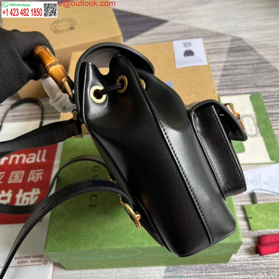 Replica Gucci 702101 Bamboe Rugzak Zwart