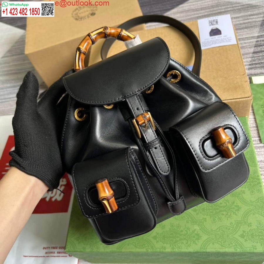 Replica Gucci 702101 Bamboe Rugzak Zwart